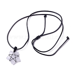 Adjustable Natural Quartz Crystal Star Pendant Necklace&nbsp;NJEW-B086-03H