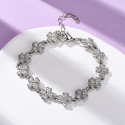 Brass Micro Pave Clear Cubic Zirconia Link Bracelets for Women&nbsp;BJEW-D342-04P