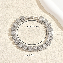 Luxury Brass Pave Clear Cubic Zirconia Rectangle Tennis Bracelets for Women&nbsp;VA2741