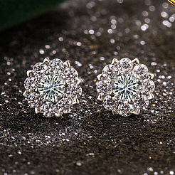 Brass Micro Pave Clear Cubic Zirconia Pendant Necklaces & Stud Earrings&nbsp;FS-WGDAB53-03