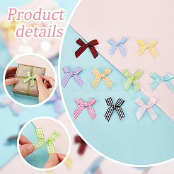 200Pcs 10 Colors Tartan Pattern Polyester Ribbon Bowknots&nbsp;DIY-PH0013-86