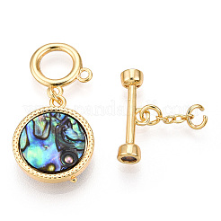 Paua Shell Toggle Clasps&nbsp;KK-P223-12G-01