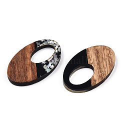 Opaque Resin & Walnut Wood Pendants&nbsp;RESI-N039-62C