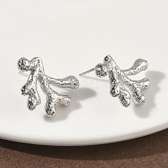 Coral Brass Stud Earrings&nbsp;EJEW-G452-09P