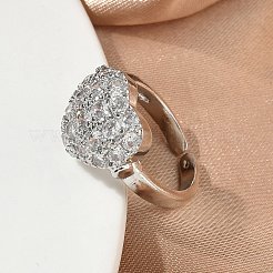 Brass Micro Pave Cubic Zirconia Cuff Open Rings&nbsp;RJEW-C163-03A-P