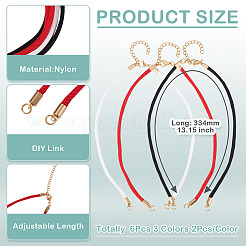 6Pcs 3 Colors 3MM Round Nylon Twisted Cord Necklace Making&nbsp;AJEW-TA00059