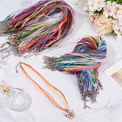100Pcs 20 Colors Waxed Cord and Organza Ribbon Necklace Making&nbsp;NCOR-CY0001-01