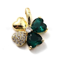 Rack Plating Brass Micro Pave Cubic Zirconia Pendants&nbsp;KK-D070-09G-05