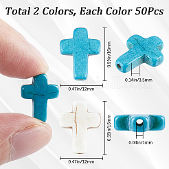4 Strands 2 Colors Synthetic Turquoise Beads Strands&nbsp;TURQ-SC0001-18B