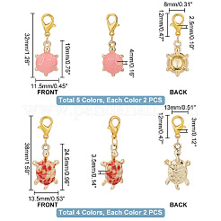 4 Sets 2 Style Alloy Enamel Tortoise Pendant Decorations&nbsp;HJEW-PH0001-76