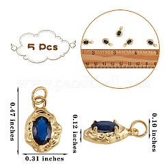 5Pcs Brass Micro Pave Cubic Zirconia Charms&nbsp;ZIRC-SZ0002-15B