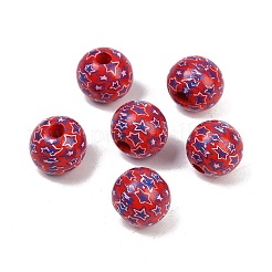Independence Day Theme Wood European Beads&nbsp;WOOD-Z005-01