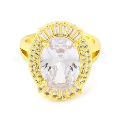 Oval Cubic Zirconia & Glass Open Cuff Ring&nbsp;RJEW-U003-21