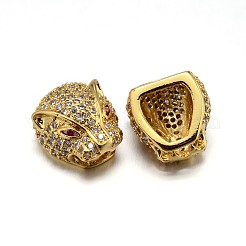 Brass Micro Pave Cubic Zirconia Leopard Head Beads&nbsp;ZIRC-M069-15-NR