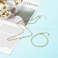 304 Stainless Steel Link Chain Bracelets & Necklaces Set&nbsp;SJEW-JS01209