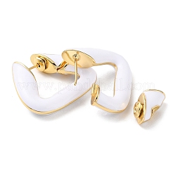 Enamel Trapezoid Hoop Earrring&nbsp;EJEW-B024-01B