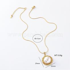 3Pcs European Stainless Steel Pave Imitation Pearl Half Round Pendant Necklaces for Women&nbsp;KD4054