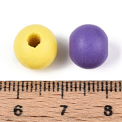 Spray Painted Natural Schima Wood Beads&nbsp;WOOD-N018-05