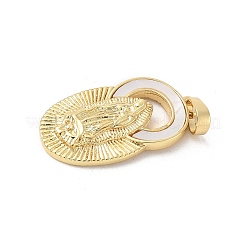 Brass Pave Natural White Shell Religion Pendants&nbsp;KK-S522-23G-D