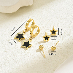 3 Pairs Stainless Steel Shell Dangle Earring & Stud Earring Sets&nbsp;DA7040