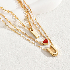 Iron Cable Chains 3 Layer Necklaces&nbsp;AX4550
