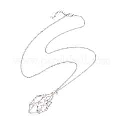304 Stainless Steel Empty Macrame Pouch Pendant Singapore Chain Necklaces&nbsp;NJEW-JN05284-02