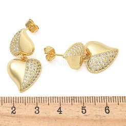 Rack Plating Brass Micro Pave Clear Cubic Zirconia Stud Earrings for Women&nbsp;EJEW-C125-21C-G