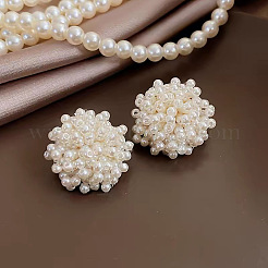 Flower Alloy Plastic Imitation Pearl Stud Earrings&nbsp;FS-WGFEC53-01