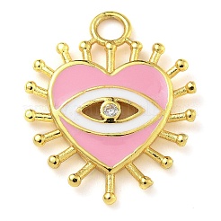 Rack Plating Brass Micro Pave Clear Cubic Zirconia with Enamel Pendants&nbsp;KK-G515-14G