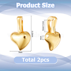 2Pcs 925 Sterling Silver Heart Charms&nbsp;STER-HS0001-06G