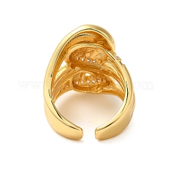 Adjustable Brass Micro Pave Clear Cubic Zirconia Open Cuff Rings for Women&nbsp;RJEW-A048-03G