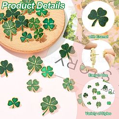 20Pcs 5 Styles Saint Patrick's Day Clover Alloy Enamel Lapel Pin Back Brooches for Backpack Clothes&nbsp;JEWB-CJ0003-65