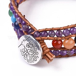 Natural Amethyst Beaded Cord Bracelets&nbsp;BJEW-K214-B02