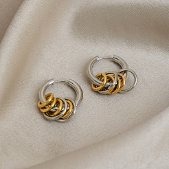 Two Tone 304 Stainless Steel Hoop Dangle Earrings for Women&nbsp;NW2062