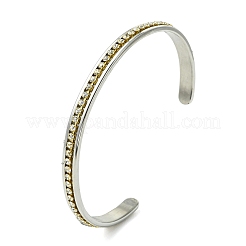 Brass Crystal Rhinestone and 201 Stainless Steel Open Cuff Bangles&nbsp;BJEW-JB14318-01