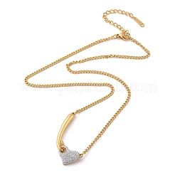 304 Stainless Steel Crystal Rhinestone Heart Pendant Necklaces for Women&nbsp;NJEW-Z061-12G