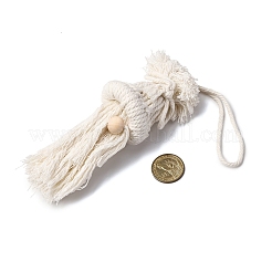 Christmas Cotton Cord with Wood Bead Pendant Decorations&nbsp;HJEW-JM04095