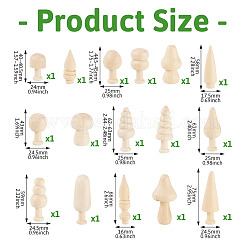 16Pcs 16 Styles Unfinished Wood Ornaments&nbsp;WOOD-TA0002-77