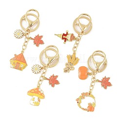 4Pcs 4 Styles Thanksgiving Day Alloy Enamel Keychains&nbsp;KEYC-FS00042-05