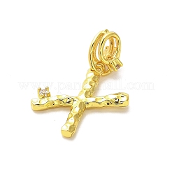 Rack Plating Brass Micro Pave Cubic Zirconia European Dangle Charms&nbsp;KK-L210-015G-X