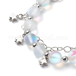 Synthetic Moonstone Round Beaded Multi-strand Bracelet&nbsp;BJEW-JB08857