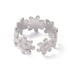 Non-Tarnish 304 Stainless Steel Ring Flower Wrap Open Cuff Ring for Women&nbsp;RJEW-C045-17P