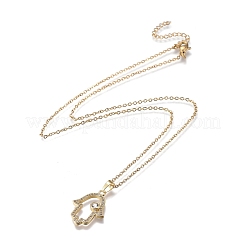 Brass Micro Pave Clear Cubic Zirconia Pendant Necklaces&nbsp;NJEW-R256-12