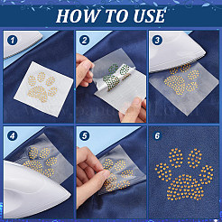 Paw Print Hotfix Glass Rhinestone&nbsp;DIY-WH0453-71B-02