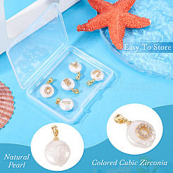 5Pcs 5 Styles Natural Cultured Freshwater Pearl Nuggets with Letter Pendants&nbsp;KK-TA0002-37