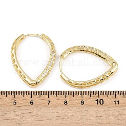 Teardrop Brass Micro Pave Clear Cubic Zirconia Hoop Earrings&nbsp;EJEW-G446-01G