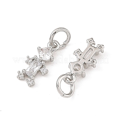 SHEGRACE Brass Micro Pave Clear Cubic Zirconia Charms&nbsp;XGRQ64407-873P
