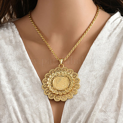 Zinc Alloy Hollow Flower with Human Pattern Big Pendant Necklaces for Women&nbsp;FS-WGB43BA-01