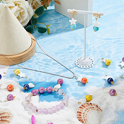 40Pcs 10 Styles Round Porcelain and Natural Freshwater Shell Star Heart Pendants&nbsp;PALLOY-FH00139