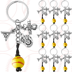 20Pcs Alloy & Wood Keychain&nbsp;KEYC-SC0001-59A
